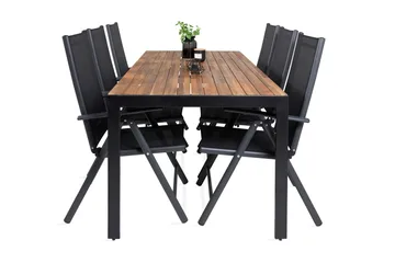 Bois Matgrupp Utomhus 200cm + 6 Break Positionsstolar - Svart/Grå - Utemöbler & utemiljö - Utegrupp - Matgrupp utomhus