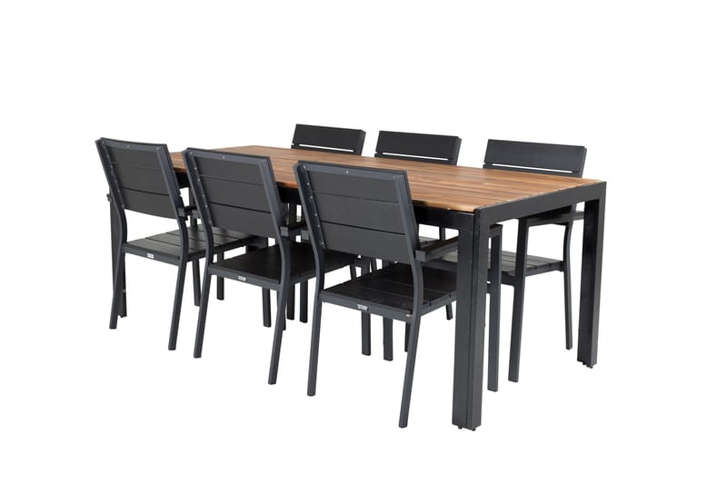 Bois Matgrupp Utomhus 200cm + 6 Levels Stapelbara Matstolar - Svart - Utemöbler & utemiljö - Utegrupp - Matgrupp utomhus