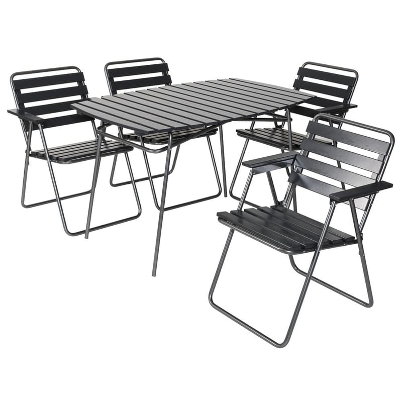 Bordsgruppset Varax Retro 403 + 4 st 305 Grå/Svart - Grå/Svart - Utemöbler & utemiljö - Utegrupp - Cafegrupp & cafeset