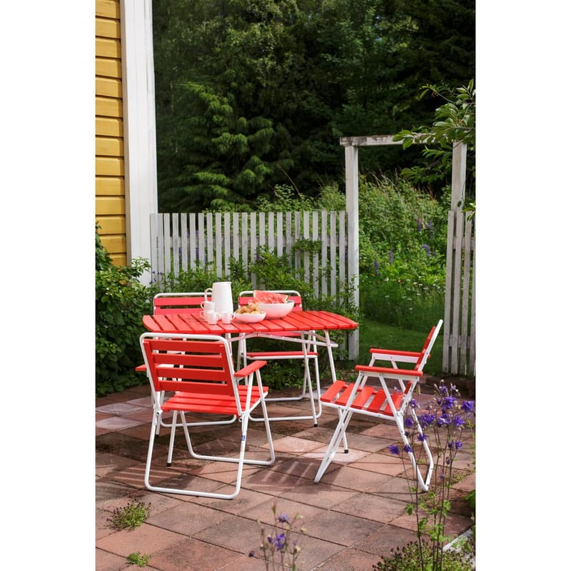 Bordsgruppset Varax Retro 403 + 4 st 305 Vit/Röd - Vit/Röd - Utemöbler & utemiljö - Utegrupp - Cafegrupp & cafeset