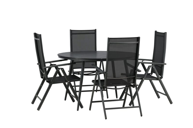 Break Matbord Utomhus 120 cm Rund med 4 Break Positionsstol Svart - Utemöbler & utemiljö - Utegrupp - Matgrupp utomhus