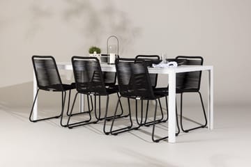 Break Matbord Utomhus 90x205 cm med 6 Lindos Stapelstol Svart - Utemöbler & utemiljö - Utegrupp - Matgrupp utomhus