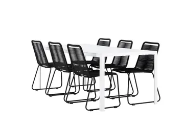 Break Matbord Utomhus 90x205 cm med 6 Lindos Stapelstol Svart - Utemöbler & utemiljö - Utegrupp - Matgrupp utomhus