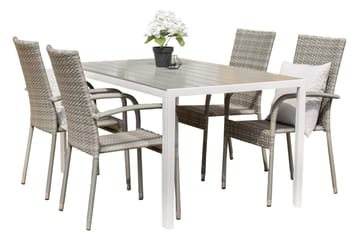 Break Matgrupp Utomhus + 4 Utestolar - Grå/Vit - Utemöbler & utemiljö - Utegrupp - Matgrupp utomhus