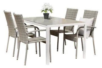 Break Matgrupp Utomhus + 4 Utestolar - Grå/Vit - Utemöbler & utemiljö - Utegrupp - Matgrupp utomhus