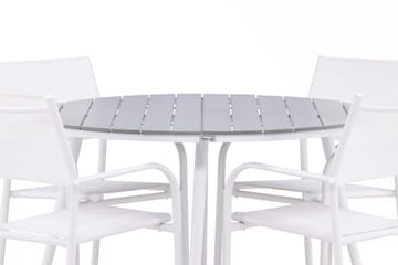 Break Matgrupp Utomhus 120 cm Rund med 4 Santorini Utestolar - Grå - Utemöbler & utemiljö - Utegrupp - Matgrupp utomhus