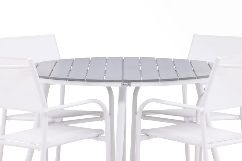 Break Matgrupp Utomhus 120 cm Rund med 4 Santorini Utestolar - Grå - Utemöbler & utemiljö - Utegrupp - Matgrupp utomhus