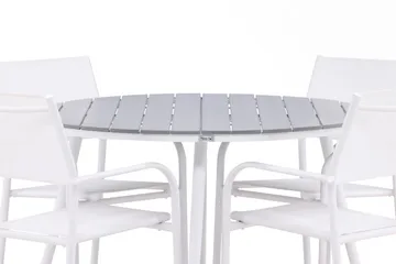 Break Matgrupp Utomhus 120 cm Rund med 4 Santorini Utestolar - Grå - Utemöbler & utemiljö - Utegrupp - Matgrupp utomhus