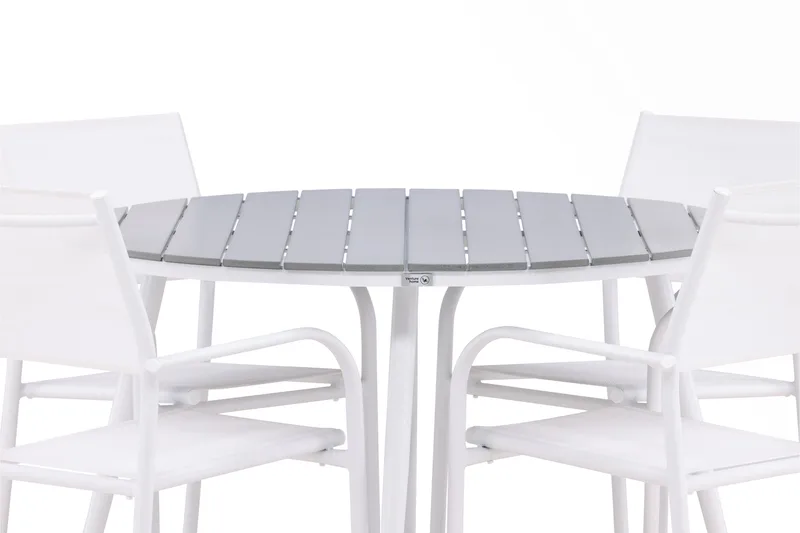 Break Matgrupp Utomhus 120 cm Rund med 4 Santorini Utestolar - Grå - Utemöbler & utemiljö - Utegrupp - Matgrupp utomhus