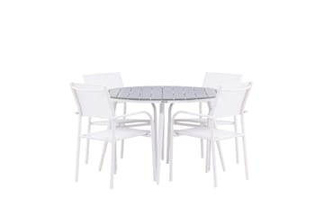 Break Matgrupp Utomhus 120 cm Rund med 4 Santorini Utestolar - Grå - Utemöbler & utemiljö - Utegrupp - Matgrupp utomhus