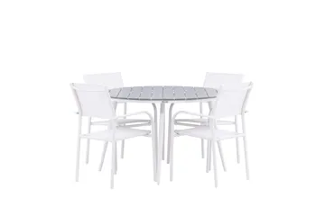Break Matgrupp Utomhus 120 cm Rund med 4 Santorini Utestolar - Grå - Utemöbler & utemiljö - Utegrupp - Matgrupp utomhus