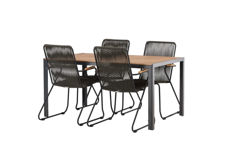 Break Matgrupp Utomhus 150 cm + 4 st Bois Karmstolar - Svart/Brun - Utemöbler & utemiljö - Utegrupp - Matgrupp utomhus