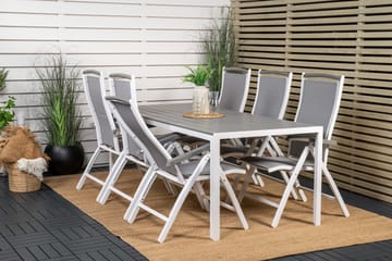 Break Matgrupp Utomhus 205 cm + 6 st Albany PositionssUtestolar - Grå /Vit - Utemöbler & utemiljö - Utegrupp - Matgrupp utomhus