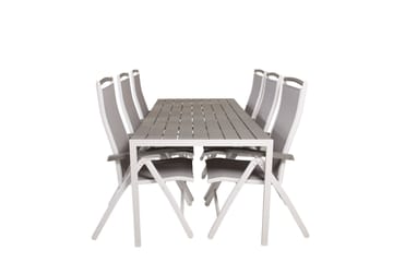 Break Matgrupp Utomhus 205 cm + 6 st Albany PositionssUtestolar - Grå /Vit - Utemöbler & utemiljö - Utegrupp - Matgrupp utomhus