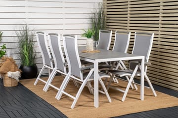 Break Matgrupp Utomhus 205 cm + 6 st Albany PositionssUtestolar - Grå /Vit - Utemöbler & utemiljö - Utegrupp - Matgrupp utomhus