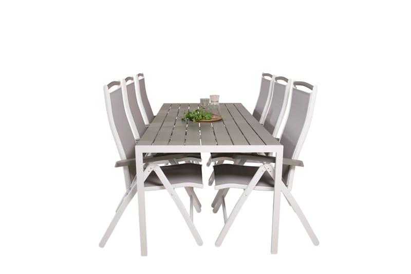 Break Matgrupp Utomhus 205 cm + 6 st Albany PositionssUtestolar - Grå /Vit - Utemöbler & utemiljö - Utegrupp - Matgrupp utomhus