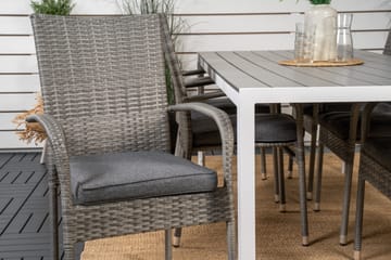 Break Matgrupp Utomhus 205 cm + 6 st Anna Karmstolar Utomhus - Grå /Vit - Utemöbler & utemiljö - Utegrupp - Matgrupp utomhus