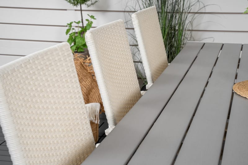 Break Matgrupp Utomhus 205 cm + 6 st Anna Matstolar Utomhusar - Grå /Vit - Utemöbler & utemiljö - Utegrupp - Matgrupp utomhus