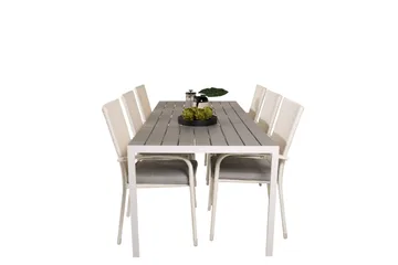 Break Matgrupp Utomhus 205 cm + 6 st Anna Matstolar Utomhusar - Grå /Vit - Utemöbler & utemiljö - Utegrupp - Matgrupp utomhus