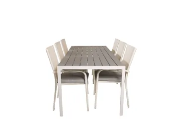 Break Matgrupp Utomhus 205 cm + 6 st Anna Matstolar Utomhusar - Grå /Vit - Utemöbler & utemiljö - Utegrupp - Matgrupp utomhus