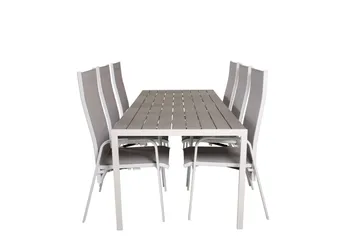 Break Matgrupp Utomhus 205 cm + 6 st Copacabana Reclinerstol Utomhusar - Grå /Vit - Utemöbler & utemiljö - Utegrupp - Matgrupp utomhus