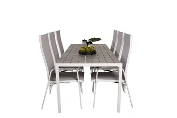 Break Matgrupp Utomhus 205 cm + 6 st Copacabana Reclinerstol Utomhusar - Grå /Vit - Utemöbler & utemiljö - Utegrupp - Matgrupp utomhus