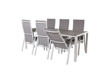 Break Matgrupp Utomhus 205 cm + 6 st Copacabana Reclinerstol Utomhusar - Grå /Vit - Utemöbler & utemiljö - Utegrupp - Matgrupp utomhus