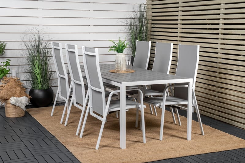 Break Matgrupp Utomhus 205 cm + 6 st Copacabana Reclinerstol Utomhusar - Grå /Vit - Utemöbler & utemiljö - Utegrupp - Matgrupp utomhus