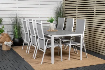 Break Matgrupp Utomhus 205 cm + 6 st Copacabana Reclinerstol Utomhusar - Grå /Vit - Utemöbler & utemiljö - Utegrupp - Matgrupp utomhus