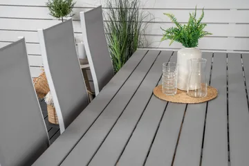 Break Matgrupp Utomhus 205 cm + 6 st Copacabana Reclinerstol Utomhusar - Grå /Vit - Utemöbler & utemiljö - Utegrupp - Matgrupp utomhus