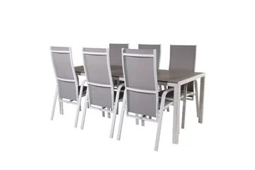 Break Matgrupp Utomhus 205 cm + 6 st Copacabana Reclinerstol Utomhusar - Grå /Vit - Utemöbler & utemiljö - Utegrupp - Matgrupp utomhus