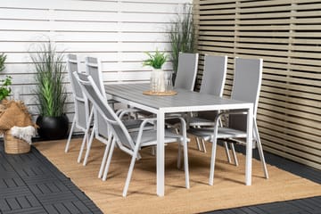 Break Matgrupp Utomhus 205 cm + 6 st Copacabana Reclinerstol Utomhusar - Grå /Vit - Utemöbler & utemiljö - Utegrupp - Matgrupp utomhus