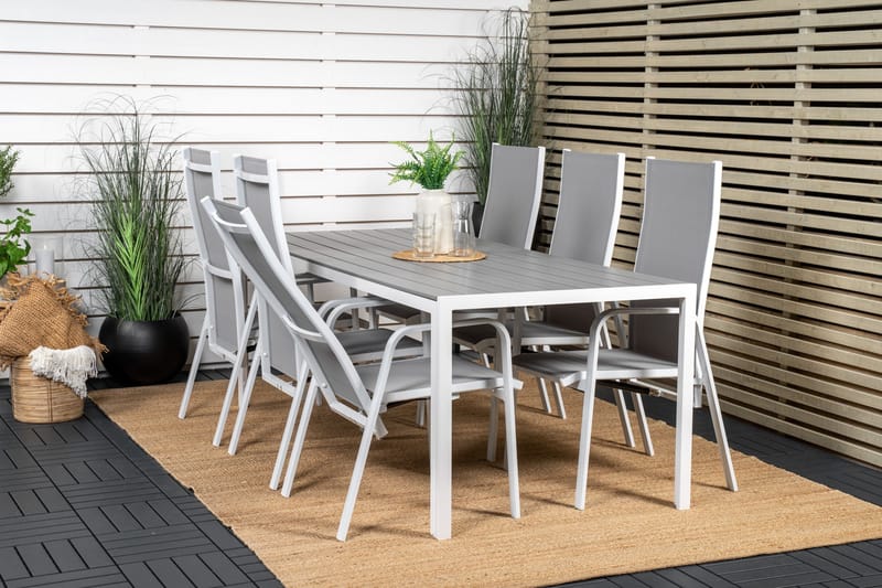 Break Matgrupp Utomhus 205 cm + 6 st Copacabana Reclinerstol Utomhusar - Grå /Vit - Utemöbler & utemiljö - Utegrupp - Matgrupp utomhus