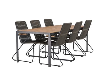 Break Matgrupp Utomhus 205 cm + 6 st Bois Karmstolar - Svart/Brun - Utemöbler & utemiljö - Utegrupp - Matgrupp utomhus