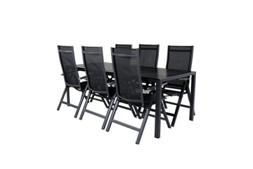Break Matgrupp Utomhus 205cm + 6 Albany Positionsstolar Svart/Grå - Venture Home - Utemöbler & utemiljö - Utegrupp - Matgrupp utomhus