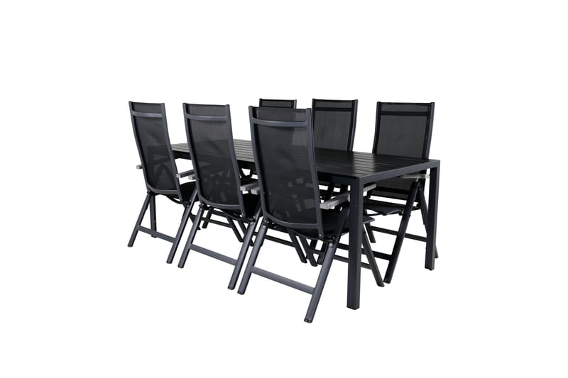 Break Matgrupp Utomhus 205cm + 6 Albany Positionsstolar Svart/Grå - Venture Home - Utemöbler & utemiljö - Utegrupp - Matgrupp utomhus