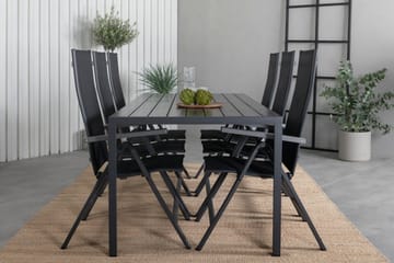 Break Matgrupp Utomhus 205cm + 6 Albany Positionsstolar Svart/Grå - Venture Home - Utemöbler & utemiljö - Utegrupp - Matgrupp utomhus