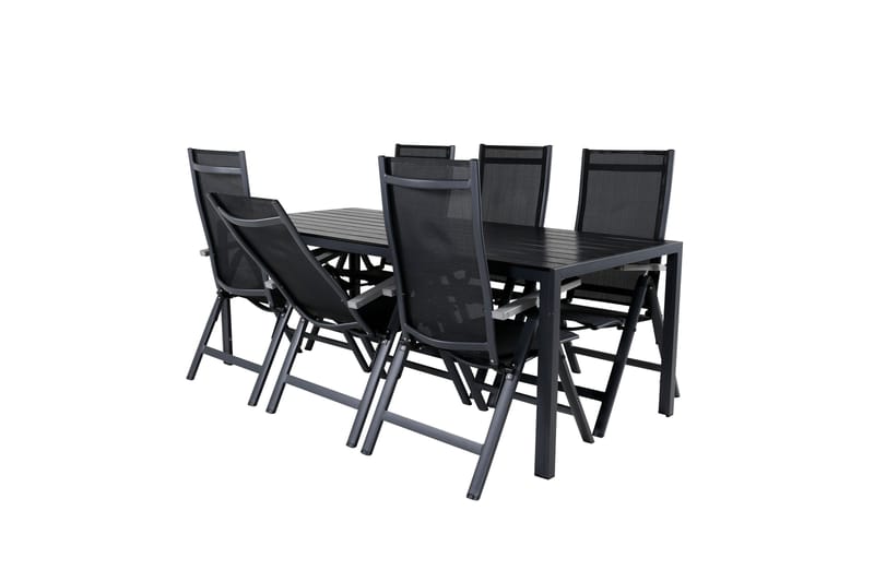 Break Matgrupp Utomhus 205cm + 6 Albany Positionsstolar Svart/Grå - Venture Home - Utemöbler & utemiljö - Utegrupp - Matgrupp utomhus