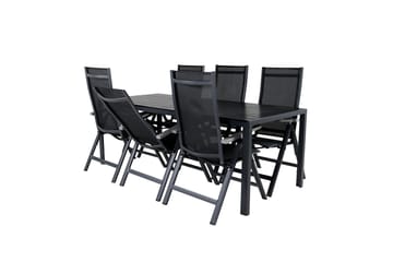 Break Matgrupp Utomhus 205cm + 6 Albany Positionsstolar Svart/Grå - Venture Home - Utemöbler & utemiljö - Utegrupp - Matgrupp utomhus