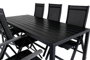 Break Matgrupp Utomhus 205cm + 6 Albany Positionsstolar Svart/Grå - Venture Home - Utemöbler & utemiljö - Utegrupp - Matgrupp utomhus