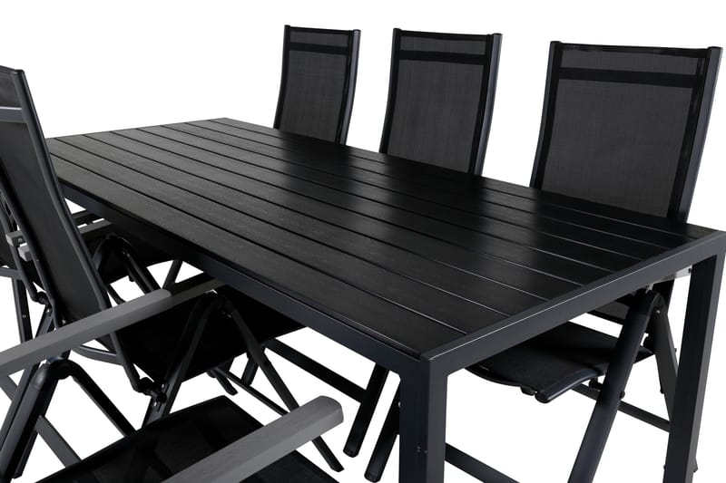 Break Matgrupp Utomhus 205cm + 6 Albany Positionsstolar Svart/Grå - Venture Home - Utemöbler & utemiljö - Utegrupp - Matgrupp utomhus