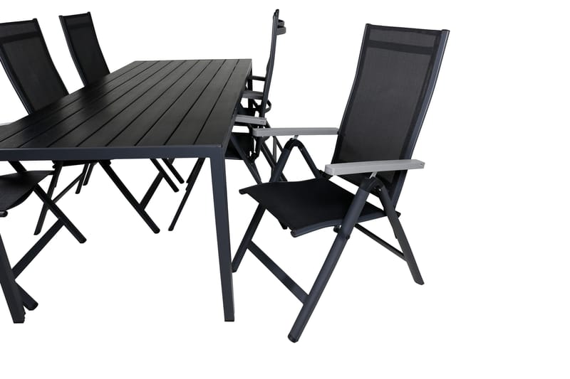 Break Matgrupp Utomhus 205cm + 6 Albany Positionsstolar Svart/Grå - Venture Home - Utemöbler & utemiljö - Utegrupp - Matgrupp utomhus