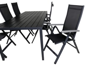 Break Matgrupp Utomhus 205cm + 6 Albany Positionsstolar Svart/Grå - Venture Home - Utemöbler & utemiljö - Utegrupp - Matgrupp utomhus