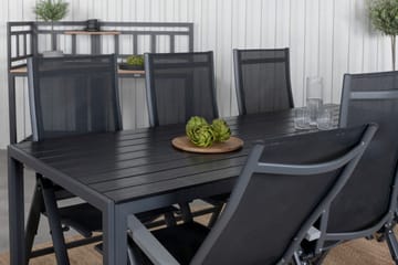 Break Matgrupp Utomhus 205cm + 6 Albany Positionsstolar Svart/Grå - Venture Home - Utemöbler & utemiljö - Utegrupp - Matgrupp utomhus