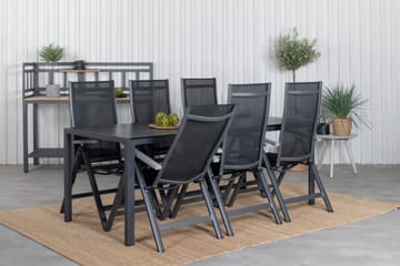 Break Matgrupp Utomhus 205cm + 6 Albany Positionsstolar Svart/Grå - Venture Home - Utemöbler & utemiljö - Utegrupp - Matgrupp utomhus