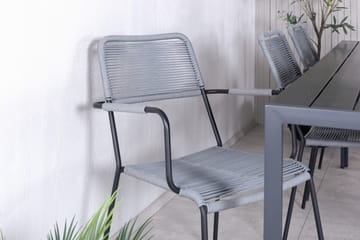 Break Matgrupp Utomhus 205cm + 6 Lindos Karmstolar Utomhus Svart/Grå - Venture Home - Utemöbler & utemiljö - Utegrupp - Matgrupp utomhus