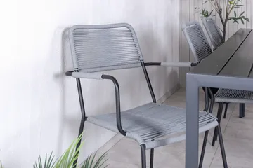 Break Matgrupp Utomhus 205cm + 6 Lindos Karmstolar Utomhus Svart/Grå - Venture Home - Utemöbler & utemiljö - Utegrupp - Matgrupp utomhus