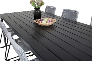 Break Matgrupp Utomhus 205cm + 6 Lindos Matstolar Utomhus Svart/Grå - Venture Home - Utemöbler & utemiljö - Utegrupp - Matgrupp utomhus