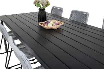 Break Matgrupp Utomhus 205cm + 6 Lindos Matstolar Utomhus Svart/Grå - Venture Home - Utemöbler & utemiljö - Utegrupp - Matgrupp utomhus