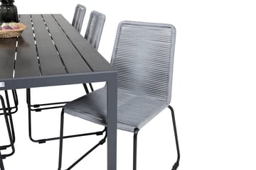 Break Matgrupp Utomhus 205cm + 6 Lindos Matstolar Utomhus Svart/Grå - Venture Home - Utemöbler & utemiljö - Utegrupp - Matgrupp utomhus